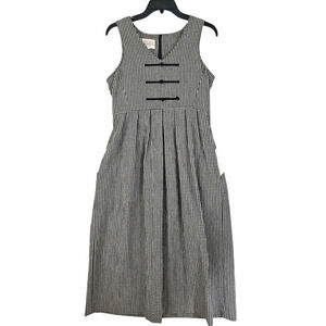 Vntg. Susan Bristol ~Woman Size 2~ White/Black Plaited Midi W2K Dress w/Pockets.